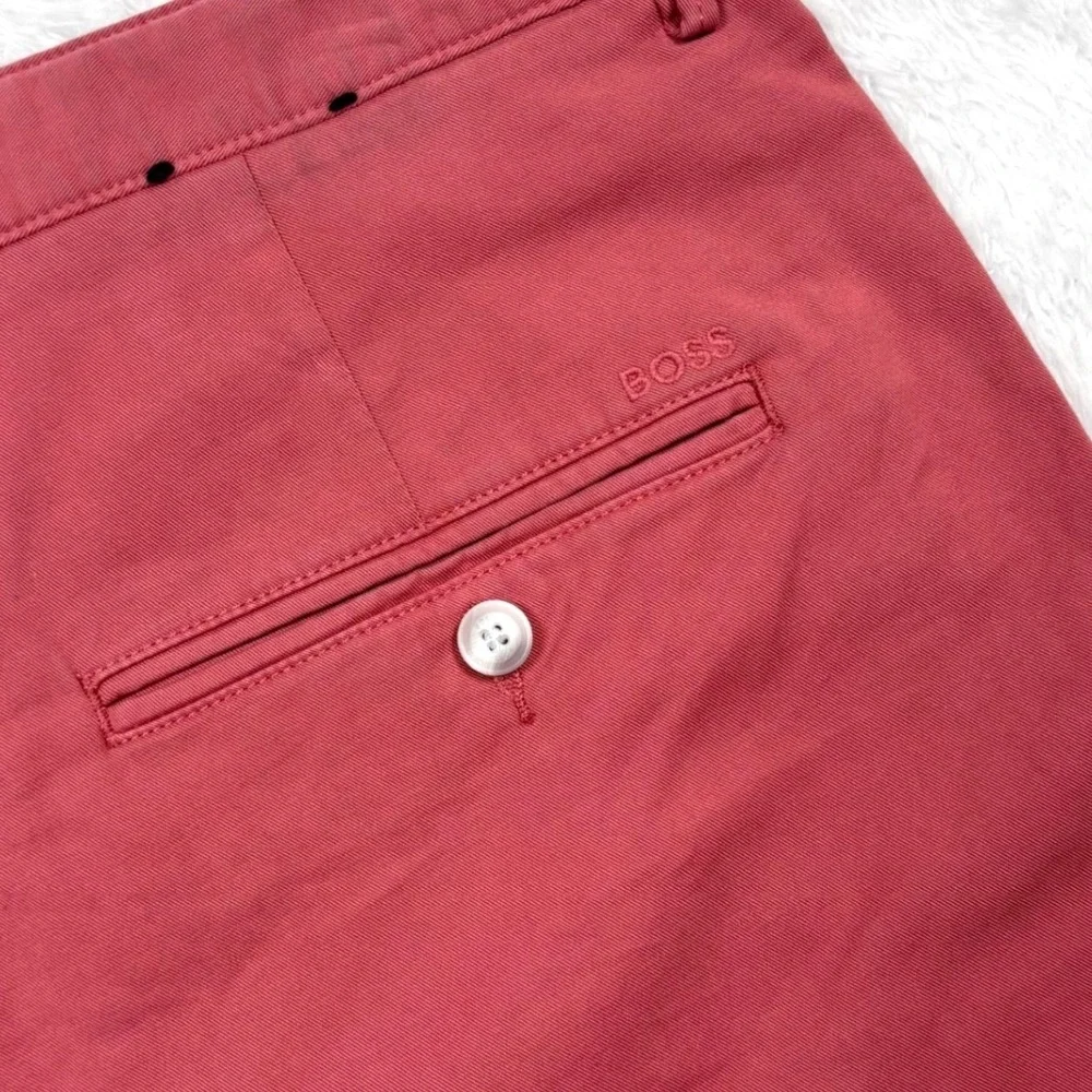 Hugo Boss Slice Shorts Mens 38R Salmon Pink Slim Fit Stretch Chino Casual Preppy